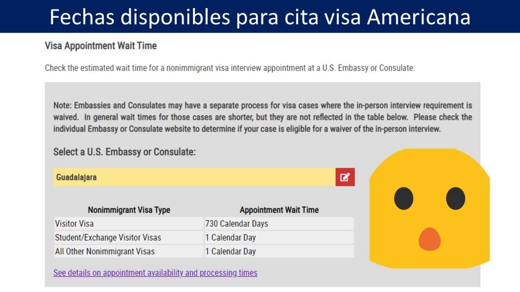 Fechas disponibles para cita visa Americana 2024
